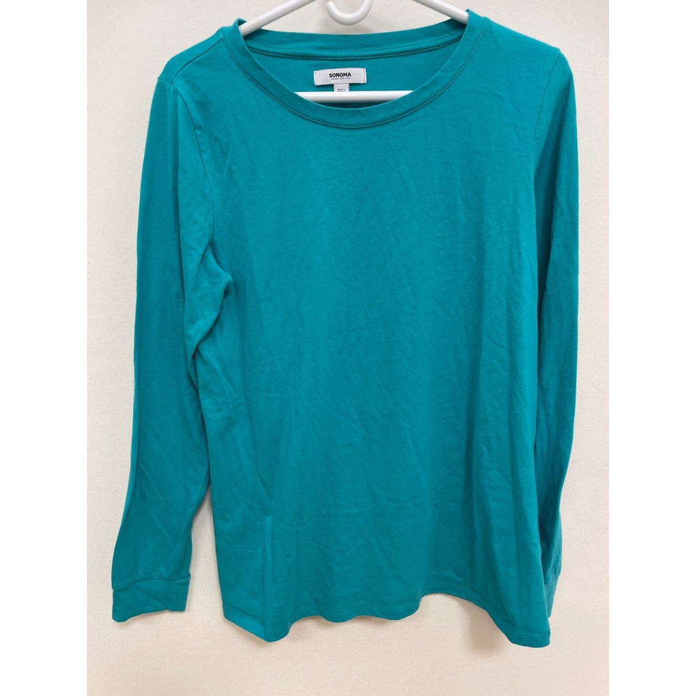 Sonoma Goods For Life Womens Teal Blue Long Sleeve Sleepwear Top Size Large